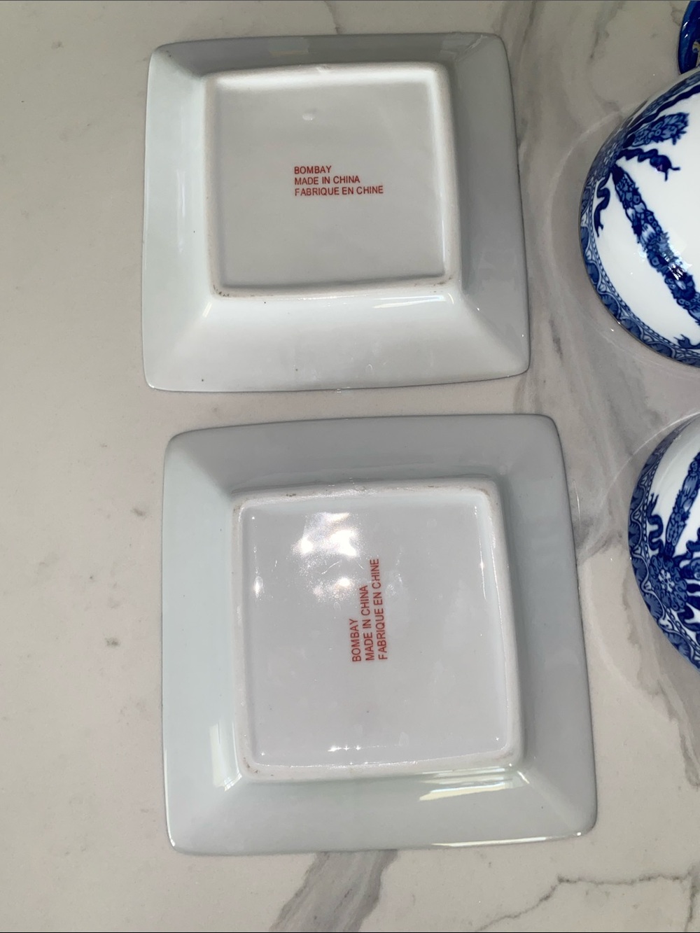 Vintage Bombay Company Chinoiserie blue & white porcelain footed Cups with sauce - Picture 9 of 9
